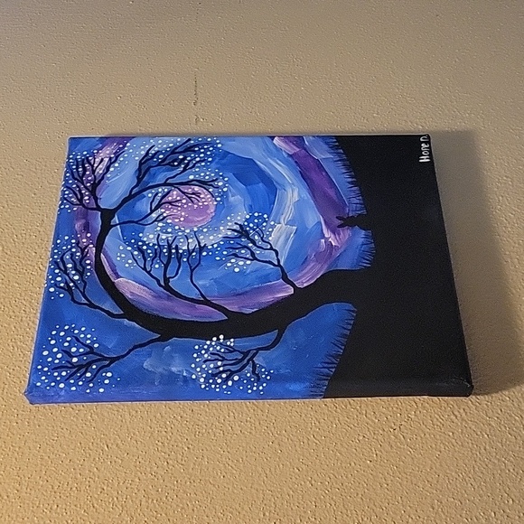 Handmade Painting of Tree in Night Sky Wall Art - Picture 3 of 4